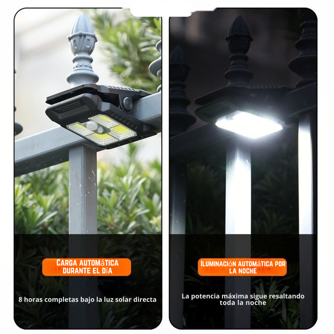 2x1 Luzes LED Clip Con Sensor y Carga Solar – Ilumina Sin Cables Ni Enchufes