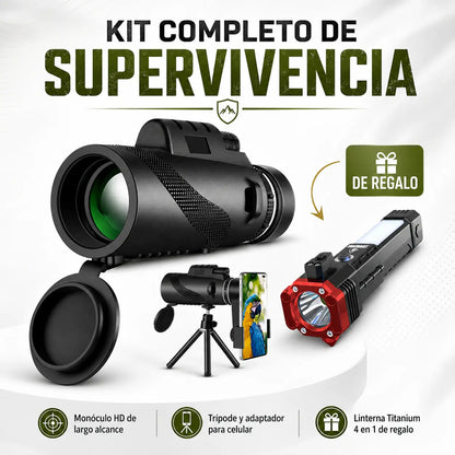 Monocular HD Ultra Zoom con Trípode + Linterna Táctica Multifuncional Titanium™
