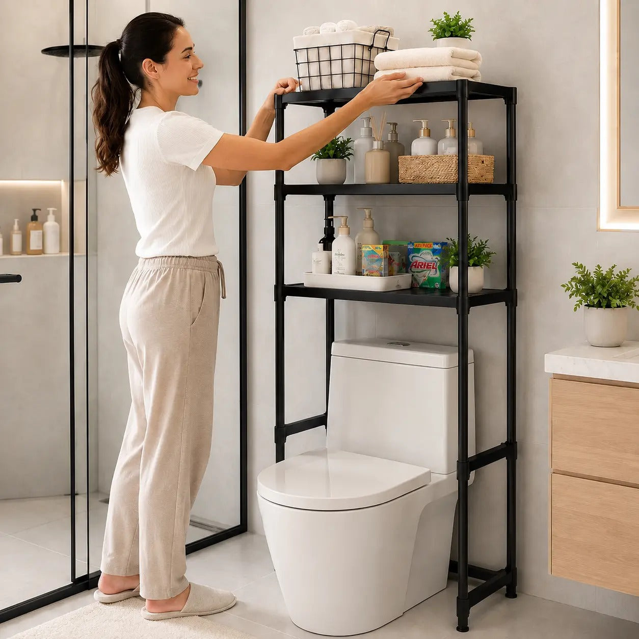 TorreMax™ - Estante Organizador de Baño 4 Niveles
