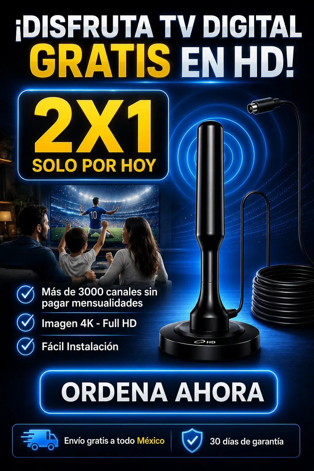 2x1 Antena HD VisionMax™ +3000 Canales Sin Mensualidades [ÚLTIMAS UNIDADES]