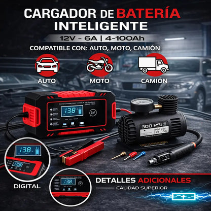 Super Arrancador de Baterías 12V + Mini Compressor de Aire PowerShield™ [ÚLTIMAS UNIDADES]