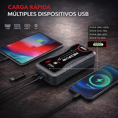 Super Arrancador de Baterías 12V + Mini Compressor de Aire PowerShield™ [ÚLTIMAS UNIDADES]