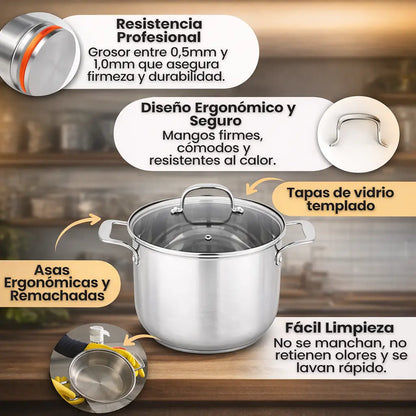 Juego de 13 Ollas Antiadherente VantaCook™ [ANTIADHERENTE TOTAL]