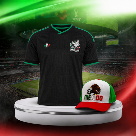 Kit Mundial | Camiseta Oficial de La Selección México Negro + Gorra de Regalo