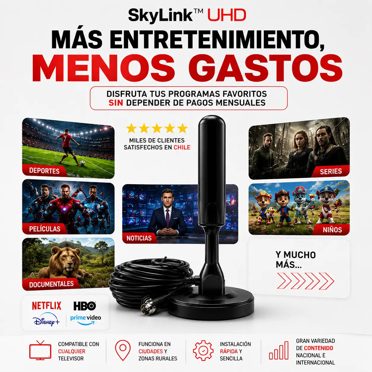 SkyLink™ UHD – Antena Inteligente 4K [+3000 CANALES]