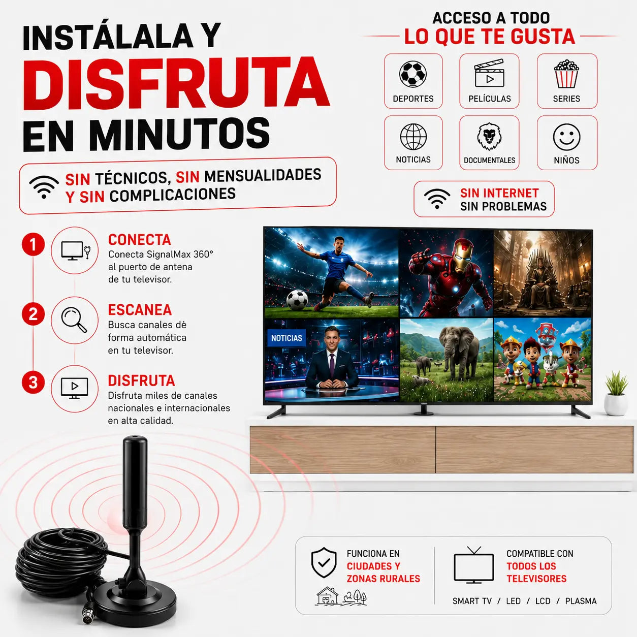 SkyLink™ UHD – Antena Inteligente 4K [+3000 CANALES]