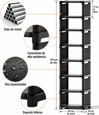 Zapatera Vertical de 7 Niveles con Cubierta