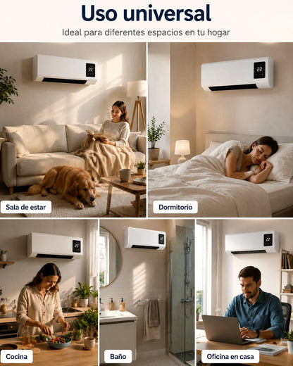 Climatizador en sala, recámara, cocina, baño y oficina