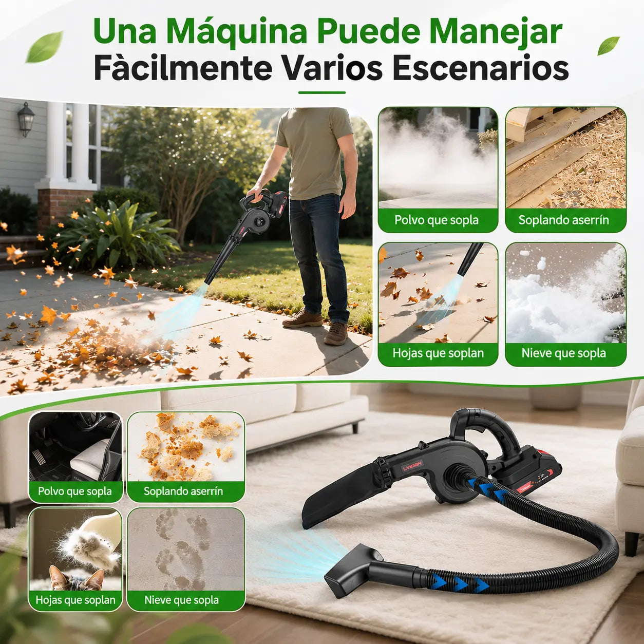 Soplador Aspiradora Inalámbrica TurboMax™ + 2 Baterías de Regalo [SUPER POTENTE]