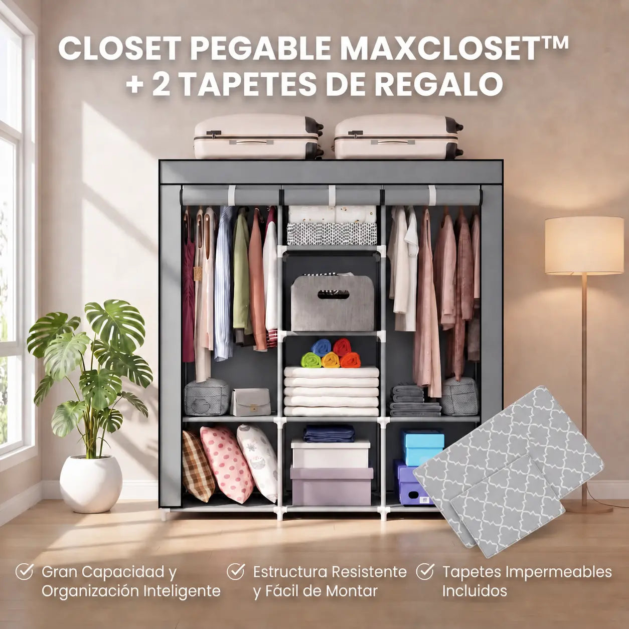 Closet Plegable Multiuso MaxCloset™ + 2 Tapetes Antiderrapantes y Impermeables [ÚLTIMAS UNIDADES]