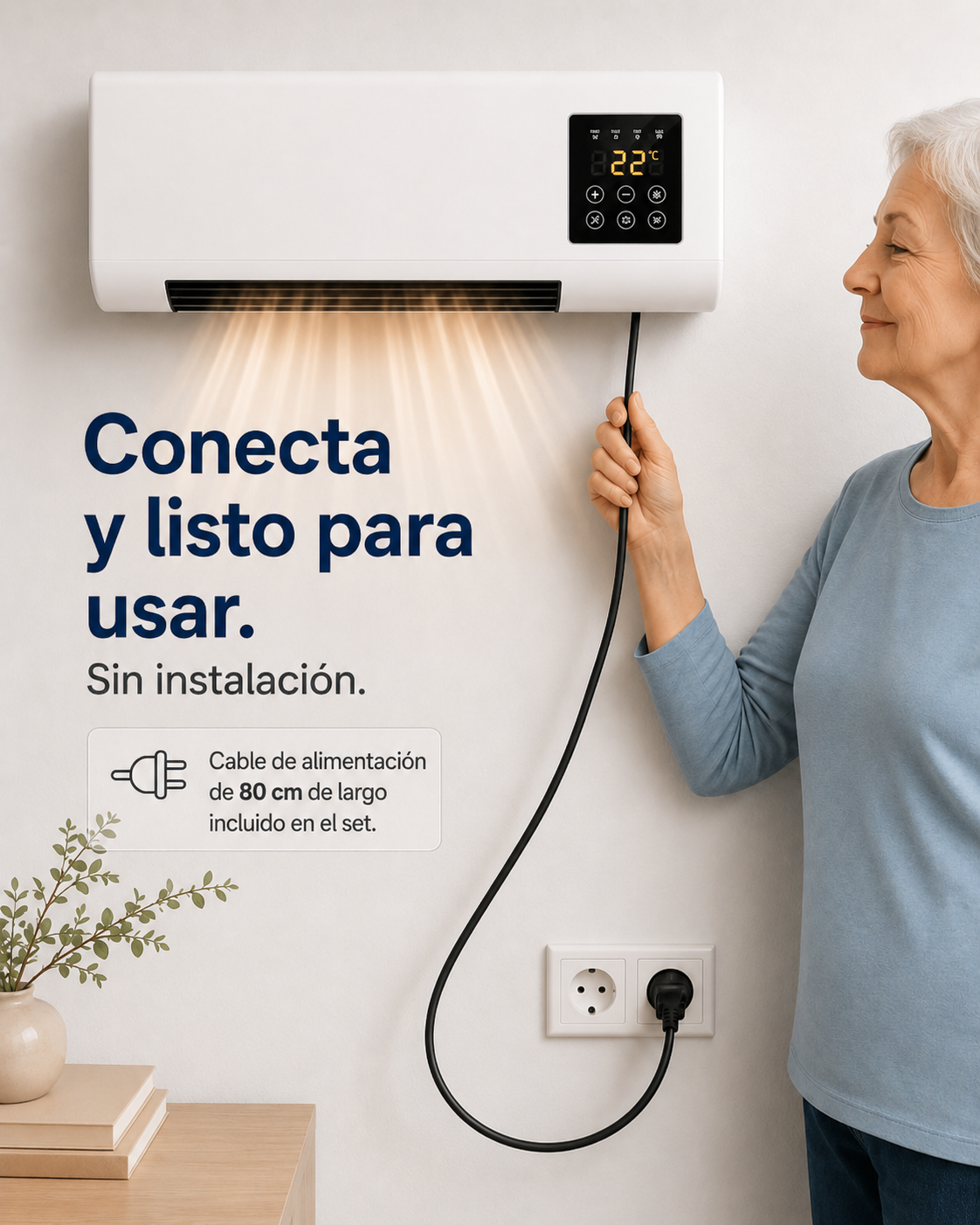 Aire acondicionado portátil de pared 2 en 1 ClimaFlow™ (frío y calor)