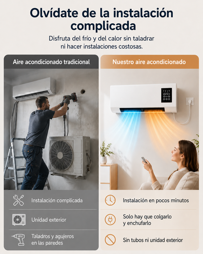 Aire acondicionado portátil de pared 2 en 1 ClimaFlow™ (frío y calor)